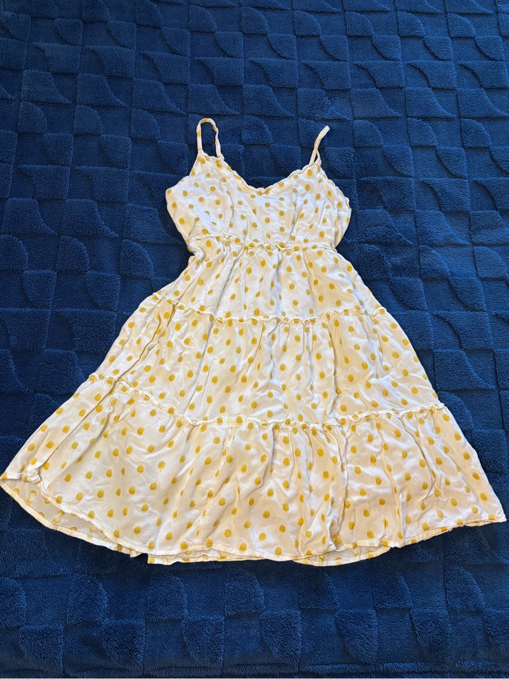 Sim & Sam Women Yellow Embroidered Polka Dot Cami Mini Dress